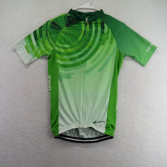 Zero Bike Cycling Jersey Mens Small Green Half Zip Short Sleeve 3 Rear Pockets - Picture 1 of 9
